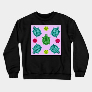 Groovy Peace Turtle Pattern Purple Background Crewneck Sweatshirt